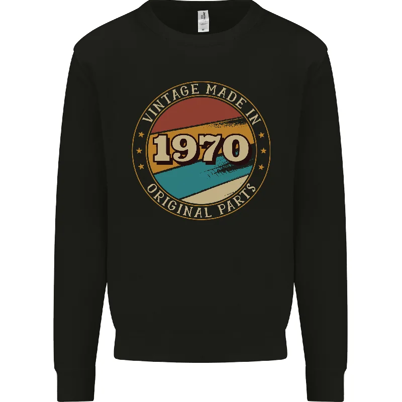 54th Birthday  Vintage Made In 1970 Mens Sweatshirt Jumper Hoodie with Half-Zip Sporty Casual