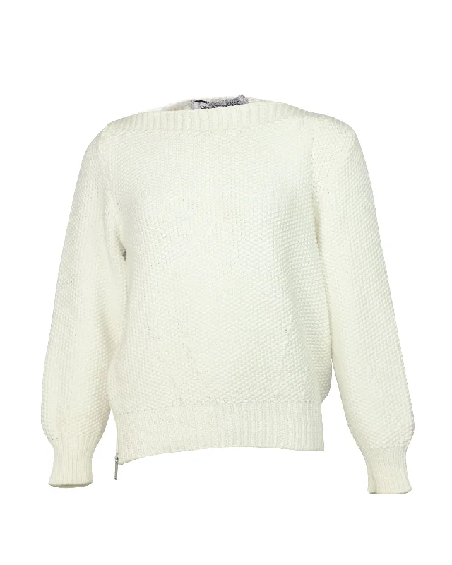 Sportmax Knitted Sweater in White Cotton Boxy Sweater Fitted Sweater A-Line