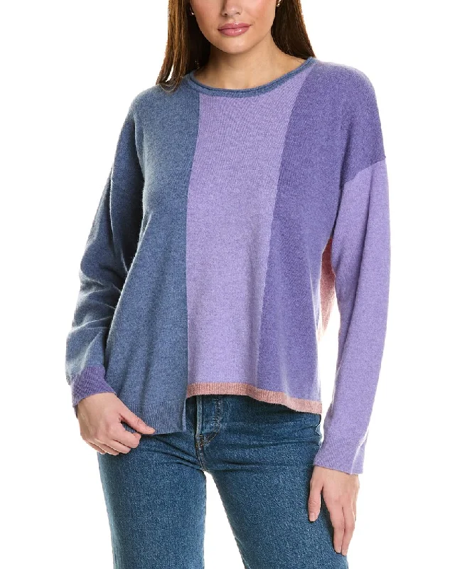 Collaboration Vertical Colorblocked Cashmere Sweater Soft Cozy Warm