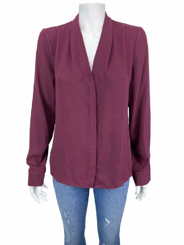 Halogen Women's V-neck Blouse Wine Size S with Tags Stylish Wrap Blouse