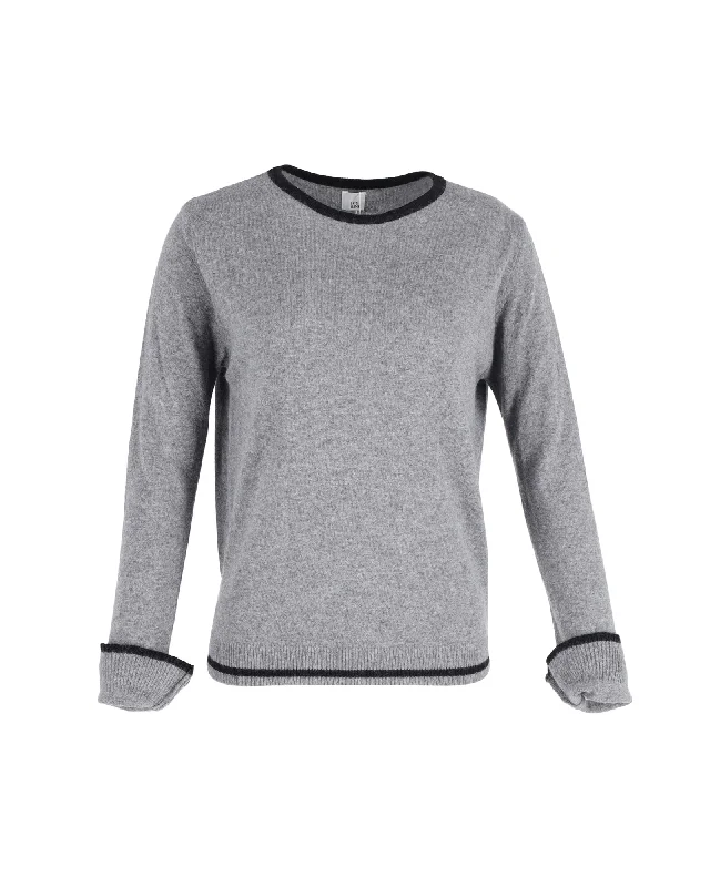 Iris & Ink Long Sleeve Knit Jumper in Grey Wool Bright Pastel Dark