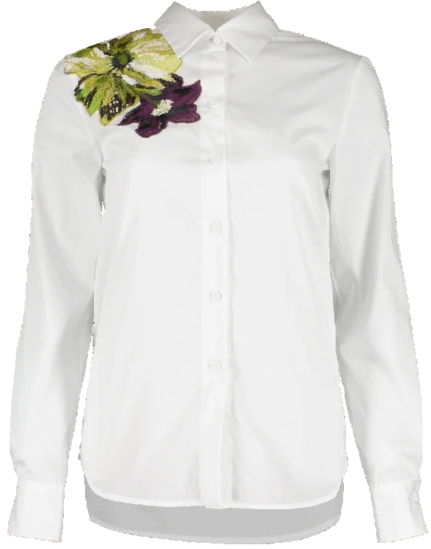 Monstera Embroidered Blouse Boho Chic Blouse