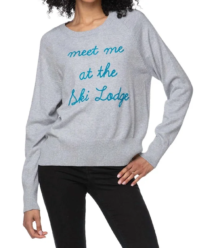 Embroidery Sweater In Meet Me At The Ski Lodge Ribbed Striped Patterned