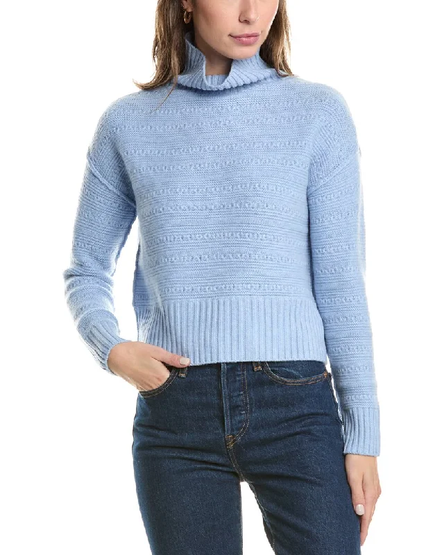 Forte Cashmere Crop Textured Cashmere Sweater Oversized Loose Flowy