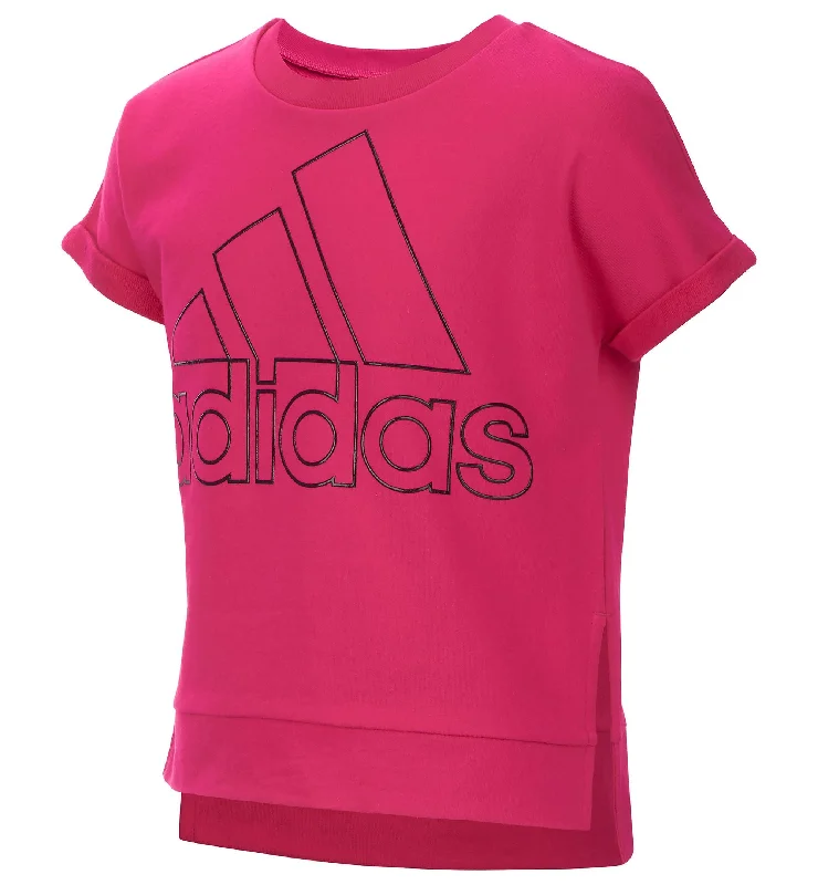 Adidas Big Girls Cropped Logo Print Sweatshirt Hoodie with Lining Warm Insulated