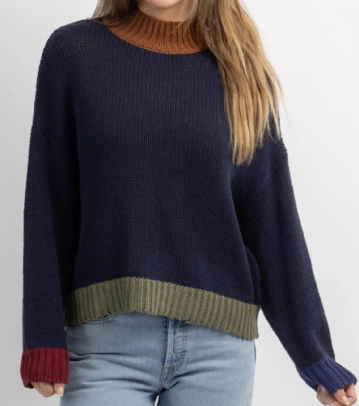 Bennett Combo Sweater In Navy Collared Crew Neck Turtle Neck