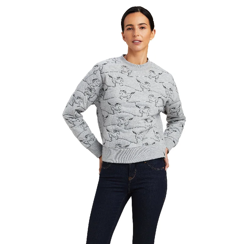 Contour Equine Crew Sweatshirt Hoodie with Lace Feminine Delicate