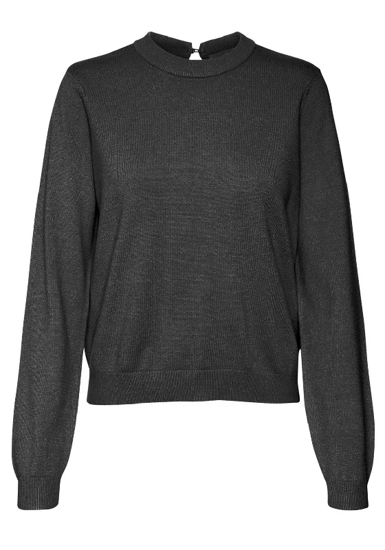 Vero Moda Holly Karis Open Cack Sweater, Black Silk Blend Satin Velvet