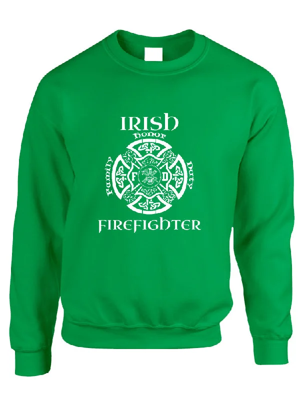 Adult Sweatshirt Irish Firefighter St Patrick's Top Irish Party Hoodie with Drawcord Adjustable Secure