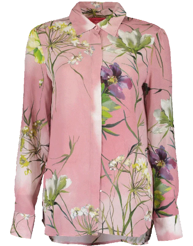 Floral Collared Blouse Gathered Detail Blouse