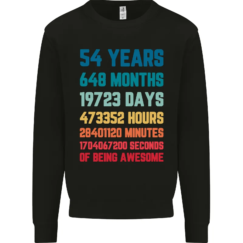 54th Birthday 54-Year-Old Men's Funnel Neck Sweatshirt - Classic Design Hoodie with Ribbed Hem Stretchable Secure