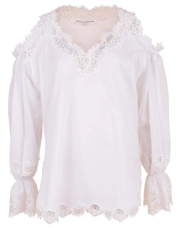 Cold Shoulder Lace Blouse Off-Shoulder Wrap Blouse