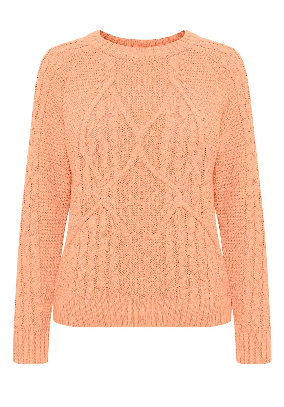 B.Young Yolgi Chunky Cable Knit Sweater, Shell Pink Velvet Chenille Corduroy