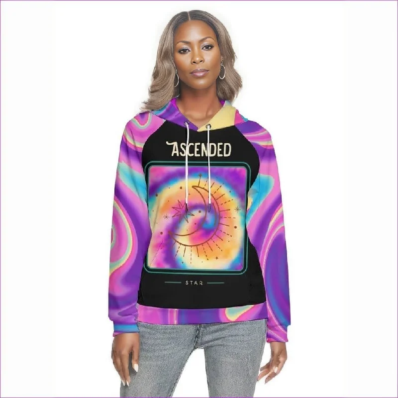 Ascended Tie-Dye Print Womens Hoodie With Raglan Sleeve Hoodie with Drop Shoulder Relaxed Streetwear