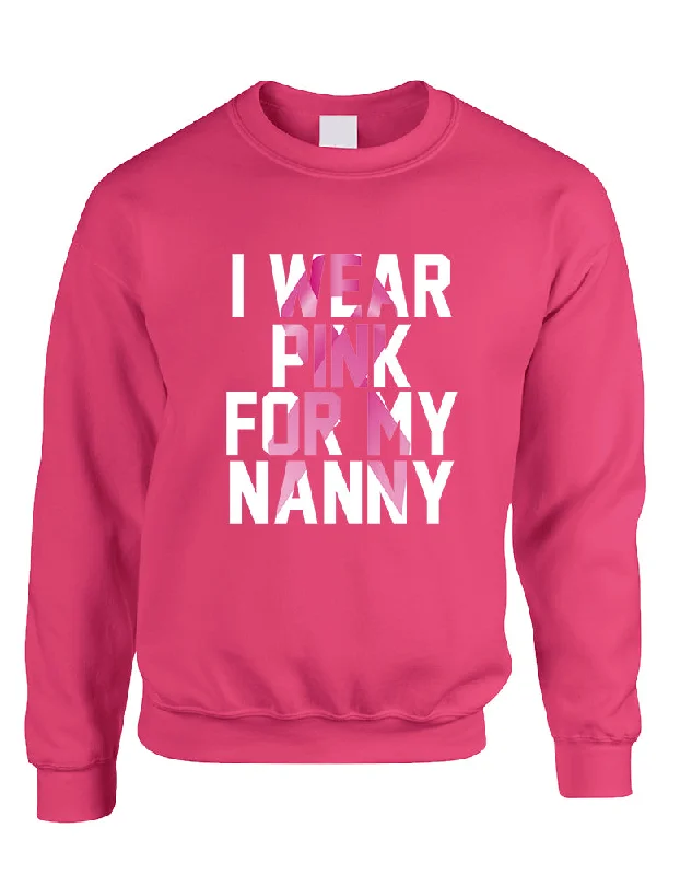 Adult Sweatshirt I Wear Pink For My Nanny Cancer Awareness Hoodie with Velcro Closure Adjustable Secure