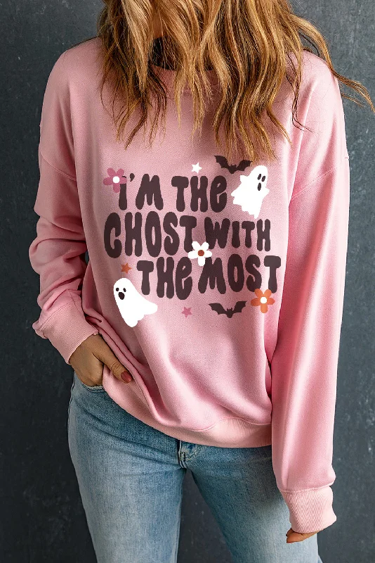 Ghost with the Most Round Neck Long Sleeve Sweatshirt Hoodie with Lining Warm Insulated