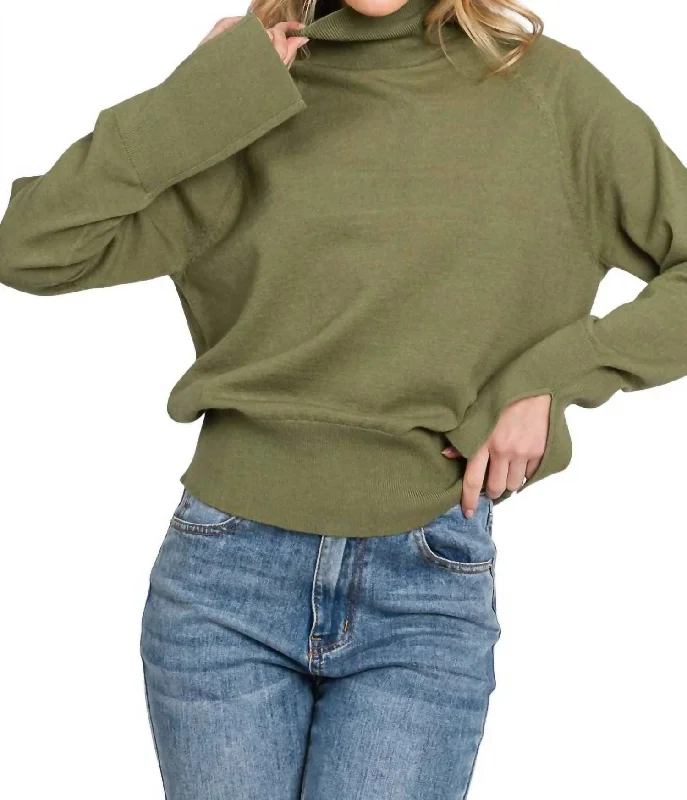 Same Old Song Sweater In Olive Neon Metallic Matte