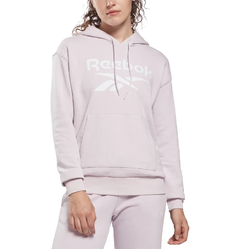 Reebok Womens French Terry Hoodie Hoodie with Hem Fringe Bohemian Relaxed