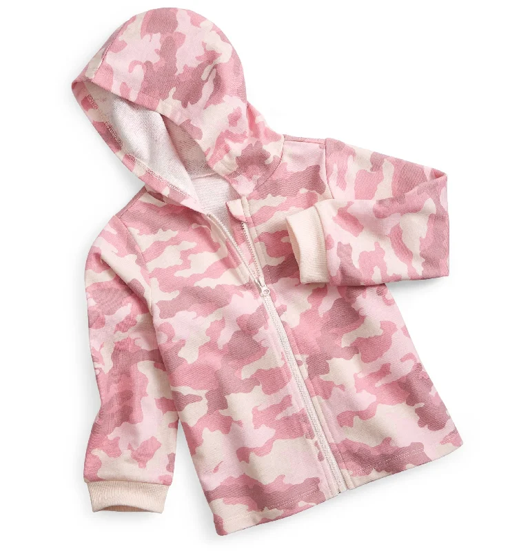 First Impressions Baby Girls Camouflage Full Zip Hoodie Hoodie with Monochrome Minimalist Simple