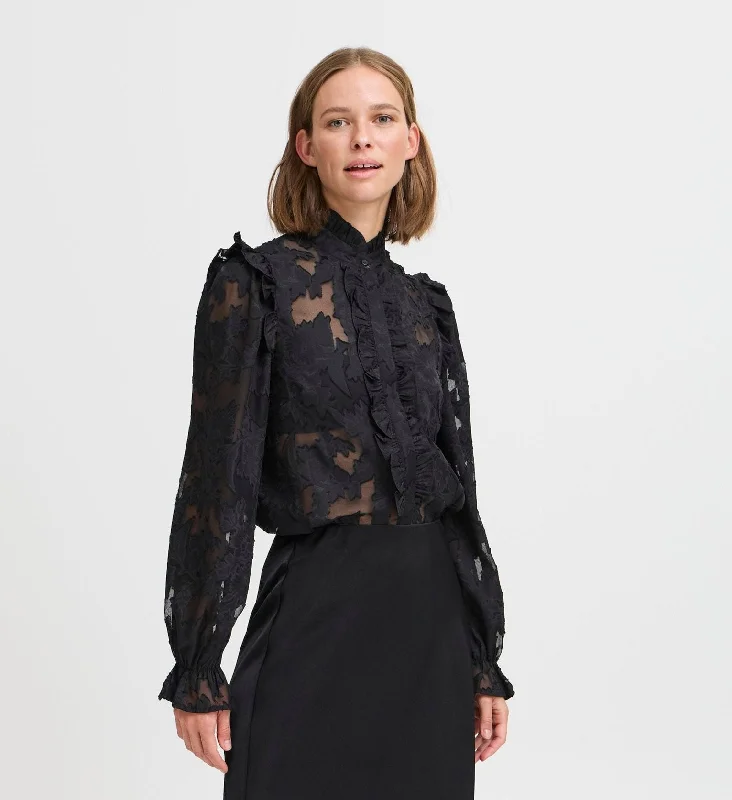 IFLOR BLOUSE BLACK Double Button Blouse