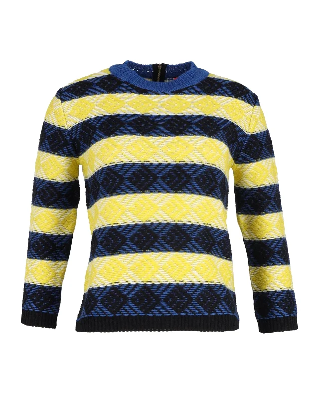 MSGM Striped Patterned Sweater in Multicolor Wool Slim Fit Regular Fit Oversized