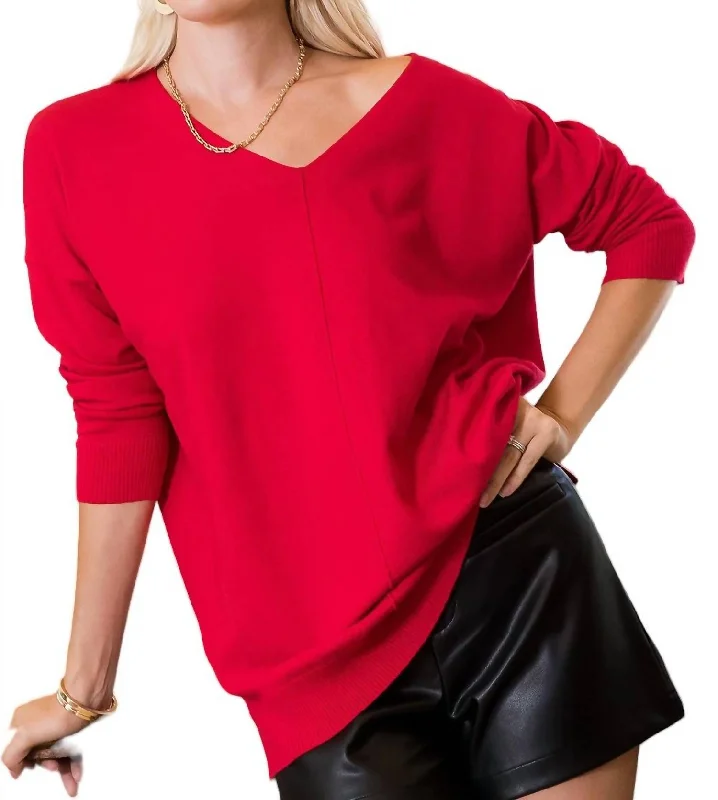 Oh How Sweet It Is Sweater Plus Size In Red Anti-Pilling Anti-Shrink Durable