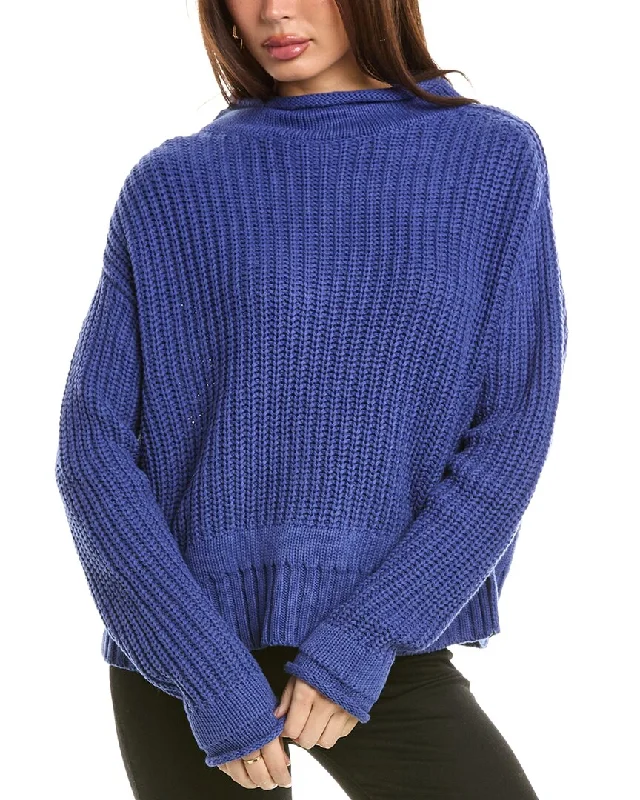 Maronie Dropped-Shoulder Sweater Ribbed Striped Patterned