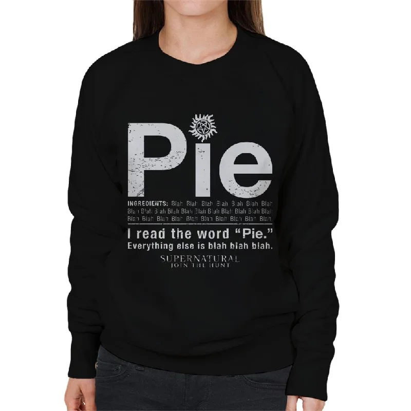 Supernatural I Read The Word Pie Women's Sweatshirt Hoodie with Hem Raw Edge Edgy Unfinished