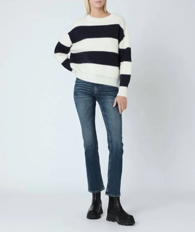 Stripe Sweater In Navy Wool Sweater Cotton Sweater Cashmere Sweater