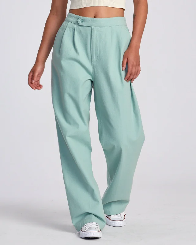 Hudson Wide Leg Pants - Green Haze Comfy Zip-Up Pants