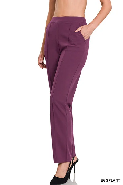 Eggplant Crepe Dress Pants Cozy Knit Pants