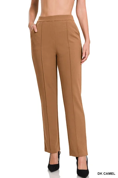 Camel Crepe Dress Pants Slim-Fit Leggings