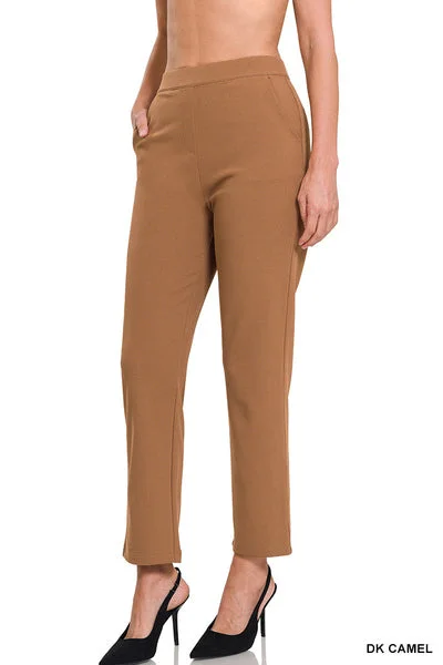 Camel Pull-On Dress Pants Comfortable Jogger Trousers