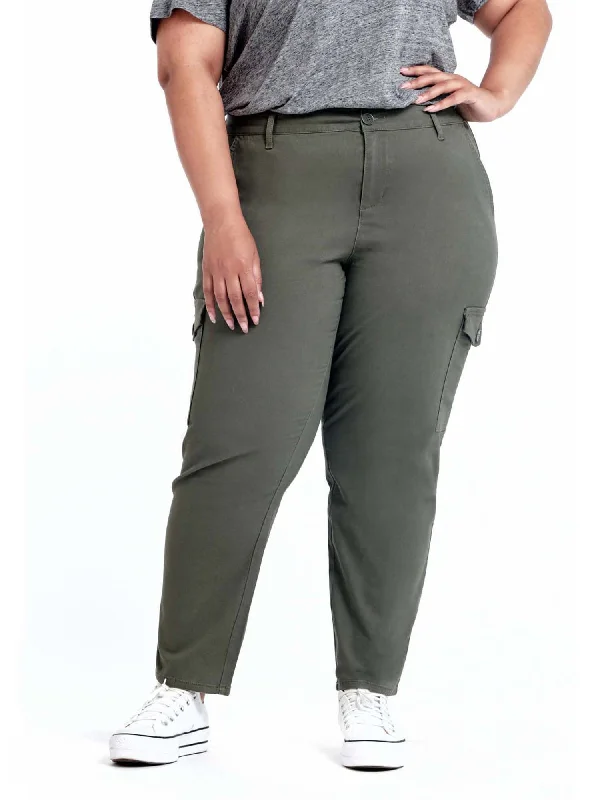 A3 Denim Women's Plus Size Utility Pants Relaxed High-Waist Trousers