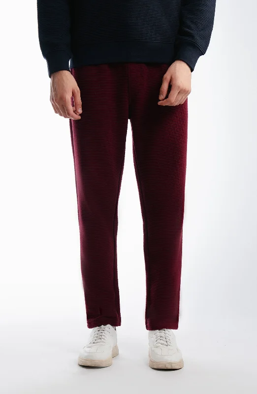 Ottoman Joggers Pants - Burgundy Elegant Silk Pants