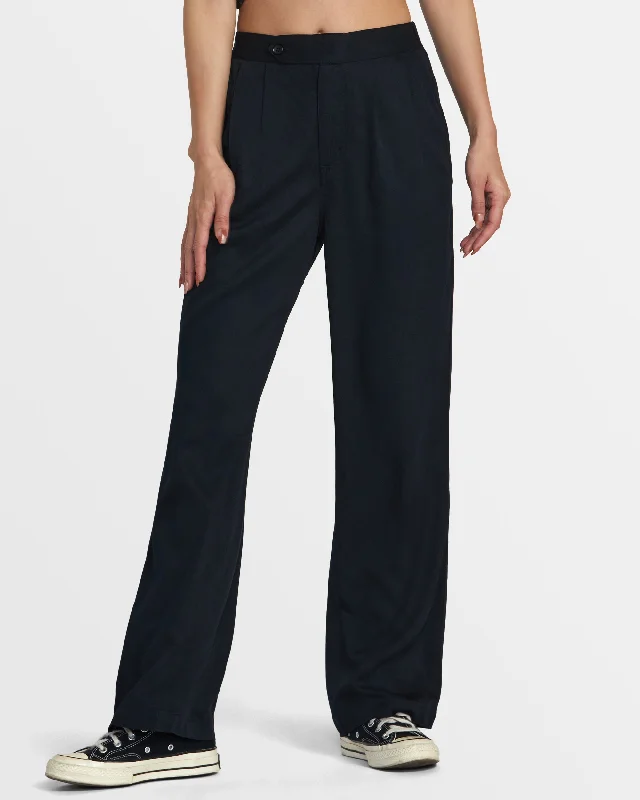 Hudson Wide Leg Pants - Rvca Black Casual Yoga Pants