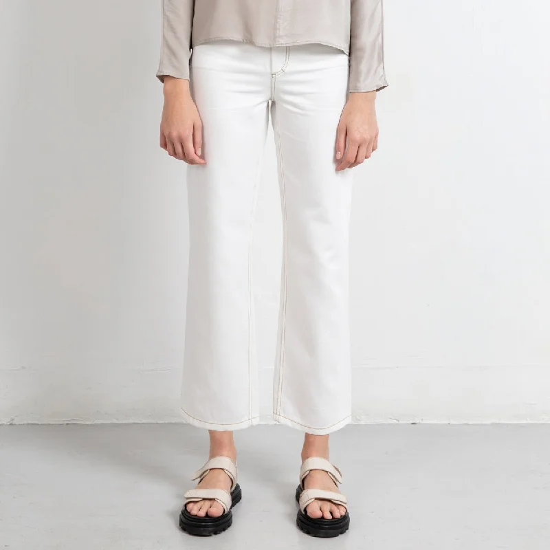 Cropped Wide Leg Linen Mix 5-Pocket Pants Cozy Maternity Pants