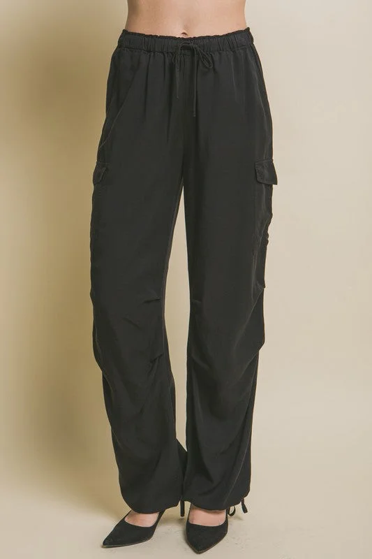 Black Cargo Pants Comfy High-Waist Jeans