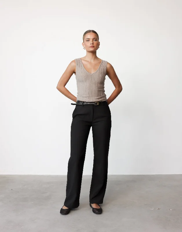 Terese Pants (Black) Elegant Wool Trousers