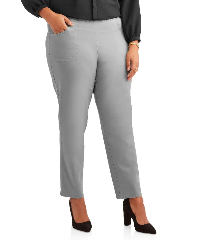 Just My Size Women's Plus Size 2 Pocket Pull On Stretch Pants Trendy High-Waist Trousers