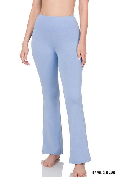 Spring Blue Yoga Flare Pants Lightweight Linen Pants