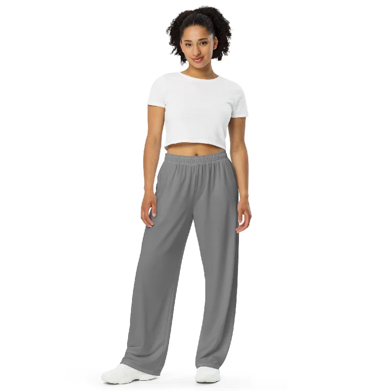 Life League Gear - Shark Grey - Unisex - Wide-Leg Pants Trendy High-Waist Trousers