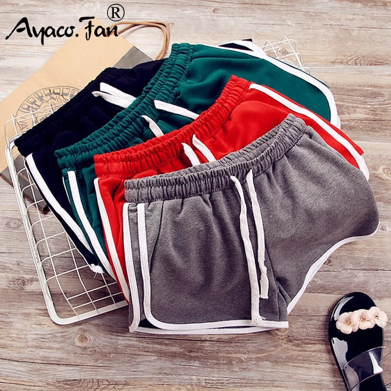 Sports Shorts Summer 2019 New Elastic Drawstring Patchwork Soft Women Shorts for Girls Female Lady Casual Slim Hot Short Pants Relaxed Lounge Trousers