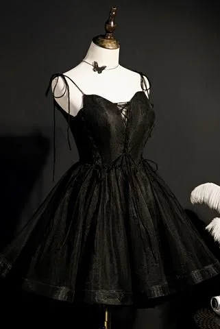 Charming Balck Short Spaghetti Straps Homecoming Dresses Cute Dresses C1121