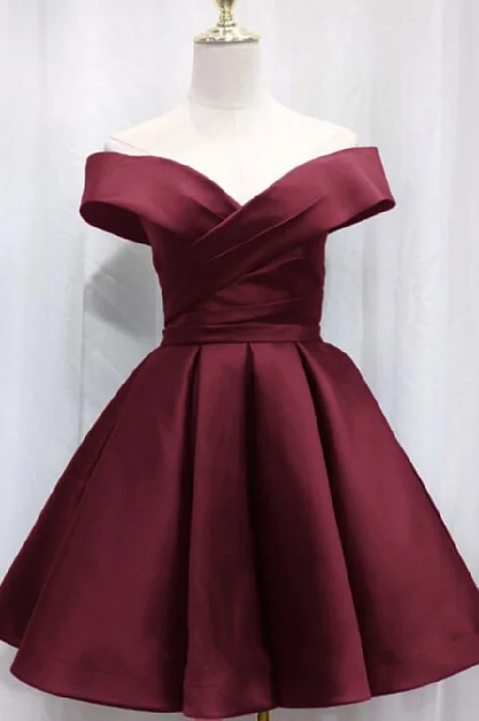 Off Shoulder Short Homecoming Dress Girls Junior Short Prom Gown  C1133
