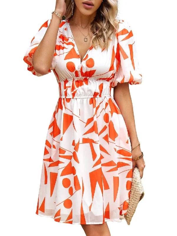 V-Neck Leopard Print Dress