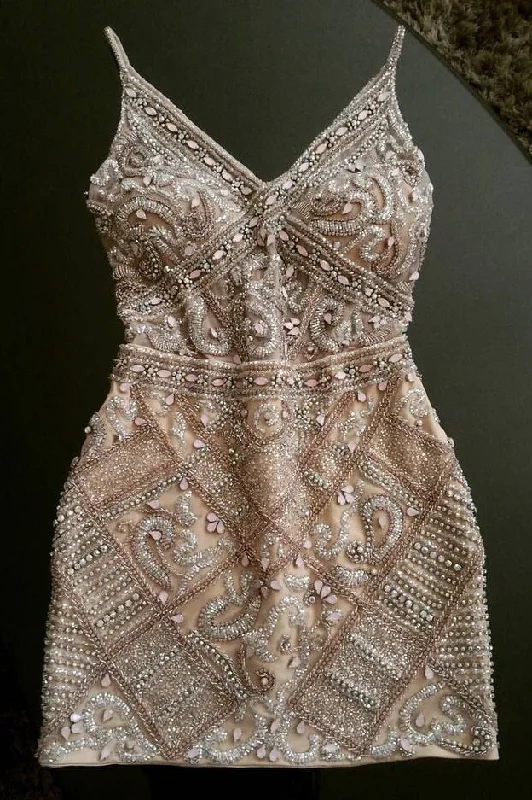 Gorgeous rhinestone beaded homecoming dresses, Sheath homecoming dresses  C1104