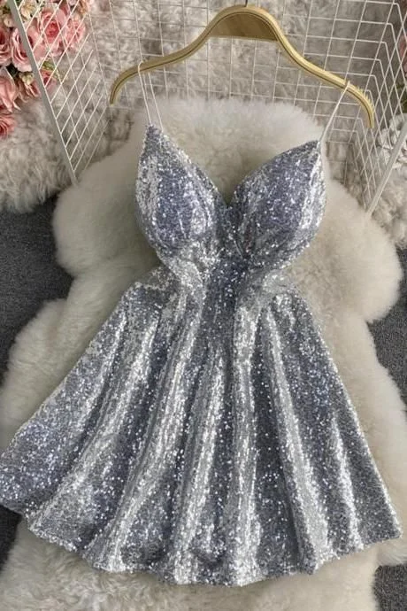 Cute A Line Sequins Short Homecoming Dress  C1161