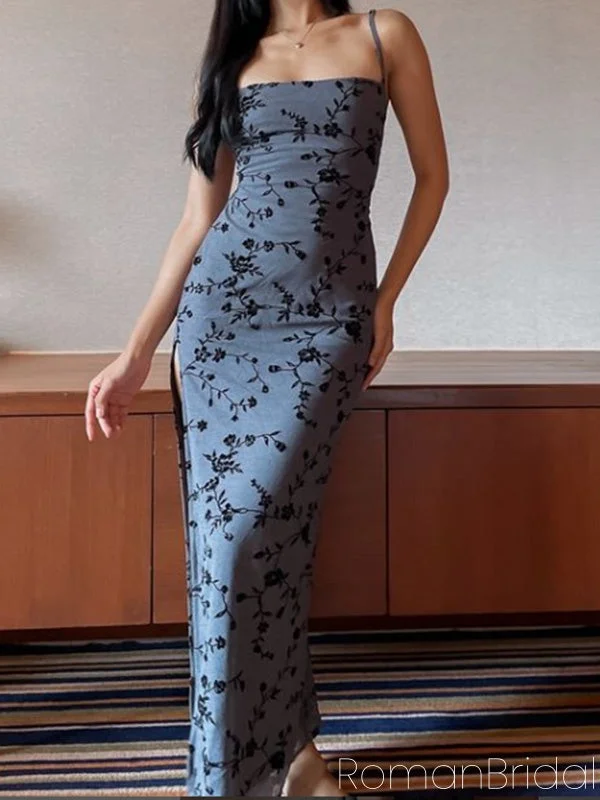 Sexy Spaghetti Strap Sleeveless Mermaid Satin Long Evening Prom Dresses Online, OLP664 Sexy Spaghetti Strap Sleeveless Mermaid Satin Long Evening Prom Dresses Online, OLP664