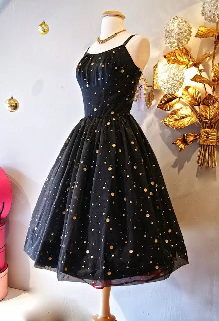 Spaghetti Straps Black Shiny Short Homecoming Dress C1777